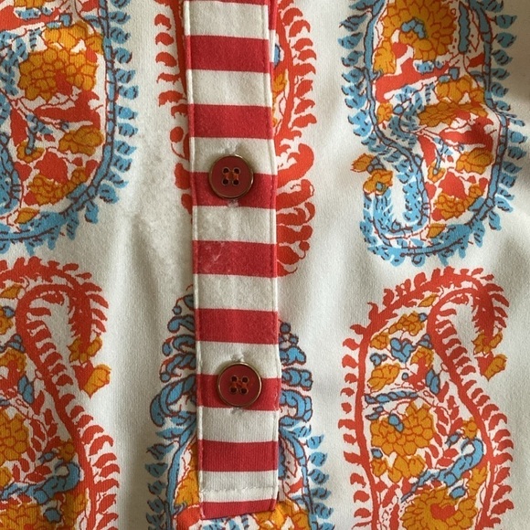 J. McLaughlin Catalina cloth Tunic Orange Blue white Print 3/4 Sleeve size LARGE - Picture 9 of 9